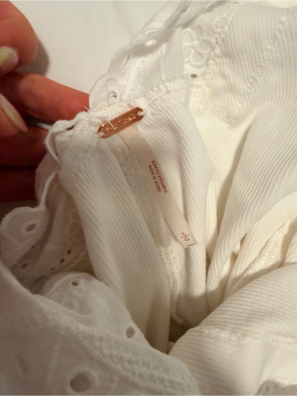 Free People White Eyelet Tie Front Tank - Picture 8 of 9